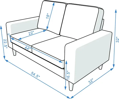 Vista 3 de Panana Sofá de 2 plazas para sala de estar, sofá moderno de tela de lino, sofá de 2 asientos para apartamento y espacio pequeño