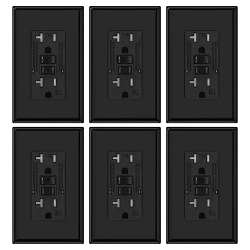 Vista 14 de Micmi Salida GFCI, receptáculo GFI resistente a manipulaciones con indicador LED, interruptor de circuito de falla de tierra de prueba automática