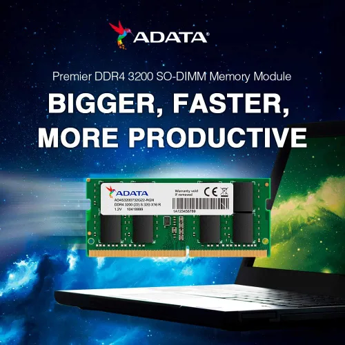 Vista 3 de ADATA Premier - Memoria RAM SODIMM de 8 GB (1 x 8 GB) DDR4 3200 MHz CL22 PC4-25600 de 260 pines (AD4S32008G22-SGN)