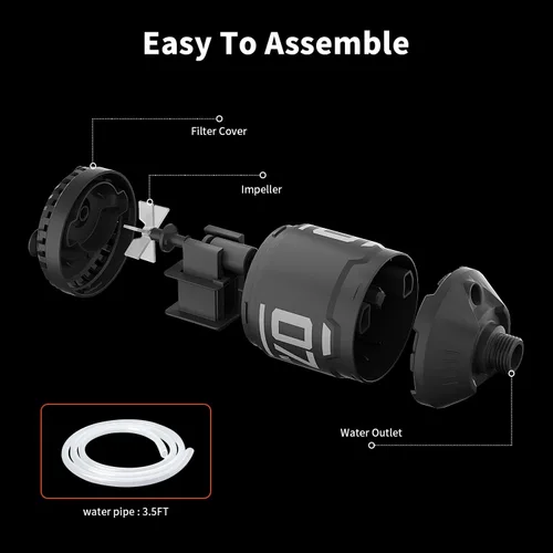 Vista 4 de ERAARK Bomba de agua sumergible de 160 GPH 7.5 W, bomba de fuente pequeña ultra silenciosa para acuarios, pecera, estanque, hidroponía