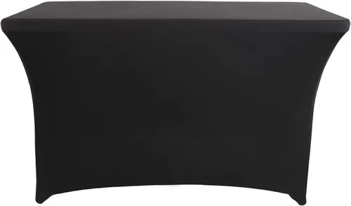 Vista 2 de LZY Mantel de mesa elástico ajustable de elastano para mesa plegable de 4, 6 o 8 pies, mantel rectangular de cóctel, perfecto para fiestas o Negro