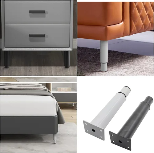 Vista 6 de Paquete de 4 patas ajustables para muebles, patas de soporte de acero inoxidable, patas de repuesto resistentes para sofá, mueble de TV, sofá, mesa