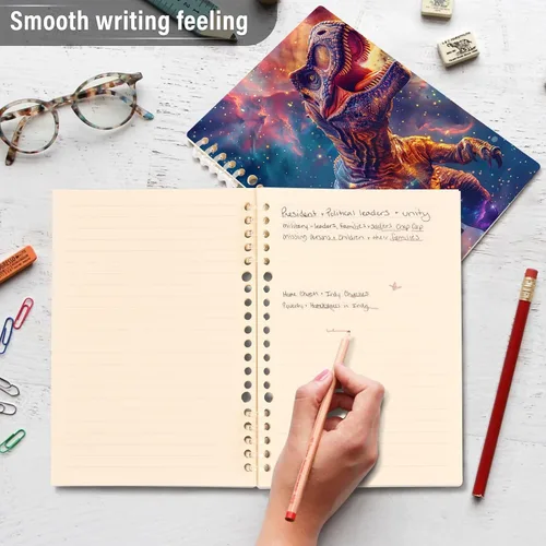 Vista 4 de UMIRIKO Dinosaur T-rex Galaxy Spiral Notebook Journal College Ruled Notebook 8.3"x5.7" Journal with 60 Lined Pages A5 Spiral Notebooks for Women Men