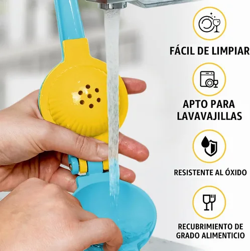 Vista 5 de Zulay Kitchen Metal 2-en-1 Limón Limón Exprimidor, Exprimidor De Mano - Azure Citrus Juicer, Lemon Press Manual, Stainless Steel, Max Extraction