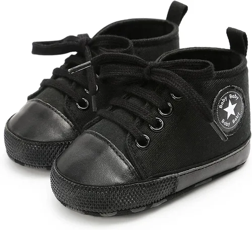 Vista 5 de KIDSUN zapatos deportivos altos hasta el tobillo para bebés, niños y niñas con suela antideslizante, suaves, para recién nacidos, zapatos