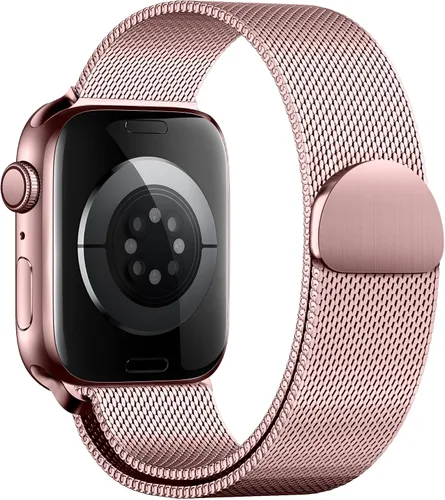 Vista 18 de QOKNUL Compatible with Apple Watch Bands for Women Men Stainless Steel Negro