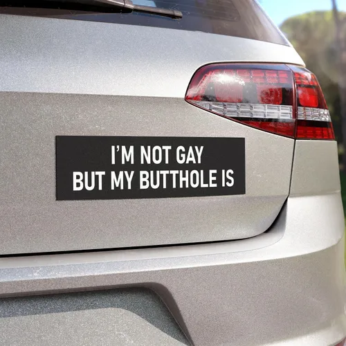 Vista 4 de I'm Not Gay But My Butthole is Sticker 2 Sticker Deal 3x9 y 2x2 Divertido Anal Gay Broma Broma Regalo de broma