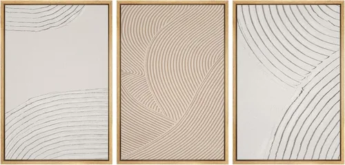 Vista 77 de SIGNWIN Lienzo enmarcado para pared, juego de arte abstracto de serenidad costera, ilustraciones abstractas junto al mar, arte moderno, decorativo