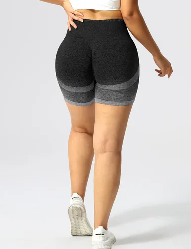 Vista 4 de TSUTAYA Pantalones cortos de entrenamiento para mujer, sin costuras, cintura alta, pantalones cortos de gimnasio para correr, ciclismo, yoga