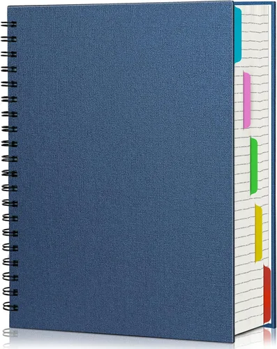 Vista 16 de EUSOAR Cuaderno de 5 materias, 1 pieza A4 de 11" x 8-1/2 pulgadas con espiral rayado universitario, bloc de escritura, 100GSM 120 hojas/240 páginas