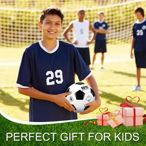 Vista 6 de Shappy 4 pelotas de fútbol a granel con bolsa de malla de inflador, tamaño oficial 3, 4, 5, para interiores y exteriores, colorido, juego de fútbol