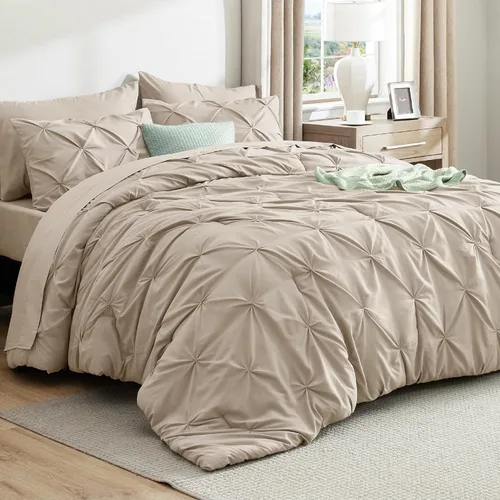 Vista 84 de Bedsure - Juego de edredón tamaño individual gris - Ropa de cama tamaño individual en una bolsa de 5 piezas, juego de cama Pintuck GentleSoft™