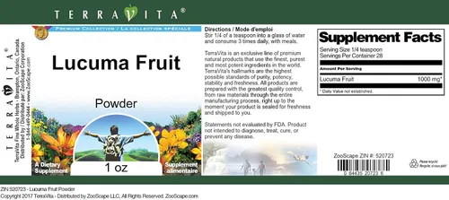Vista 3 de Polvo de fruta de lúcuma (1 oz, ZIN: 520723)