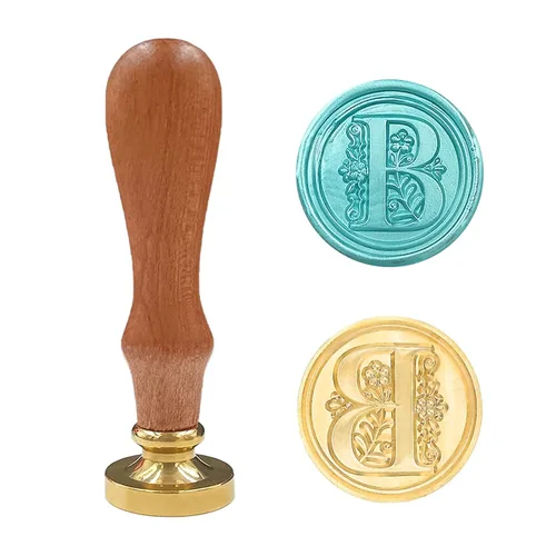 Vista 10 de Sello medieval tradicional de cera del alfabeto, con cabeza de latón, con mango de madera, para tarjetas, sobres, regalo (letra A)