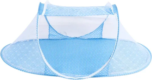Vista 9 de Mosquitera portátil para bebé, tienda de campaña plegable para cuna de viaje con cierre de cremallera, cama desplegable instantánea con almohadilla