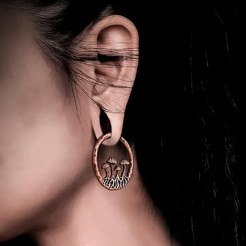 Vista 5 de PUNKYOUTH 1 par de aretes colgantes de calibre de 0.118 pulgadas, 0.198 pulgadas, peso ligero, latón, hongos, pulpos, dilatadores, túneles, piercings