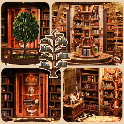 Vista 6 de Kit de rincón de libro, kit de casa de muñecas en miniatura de bricolaje (DH-W YR)