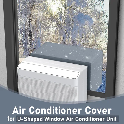 Vista 2 de Flamorrow Cubierta de aire acondicionado para unidad de ventana en forma de U 8000, 10000, 12000 BTU, 600D resistente al agua, en forma de U