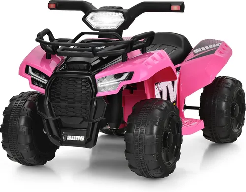 Vista 11 de Costzon Cuatrimoto para Niños, Vehículo Eléctrico de Batería de 6V Cuatro Ruedas Quad con Cesta de Almacenamiento, Faro, Bocina, Música, MP3 y USB