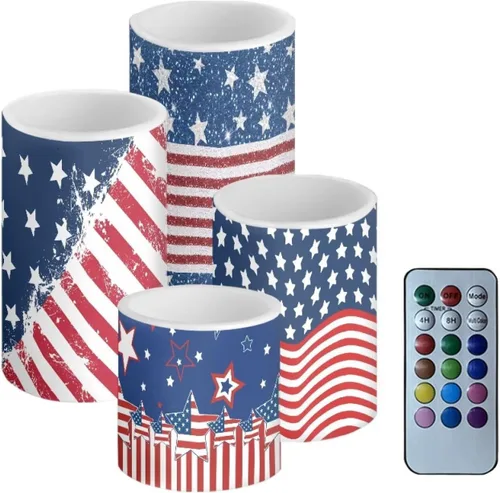 Vista 41 de Velas LED parpadeantes operadas por batería, juego de 4 con control remoto y temporizador, velas de llama danzante, velas de pilar para mesa, Playa