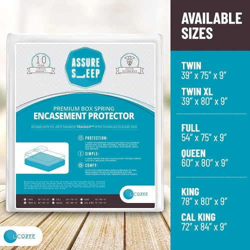 Vista 2 de L' COZEE Funda impermeable con somier, protector de colchón con cremallera y protección de doble sellado, tamaño King