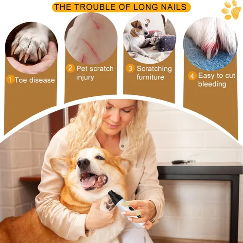 Vista 5 de Upgraded Dog Nail Grinder Cordless with 2 Speeds for Pets
