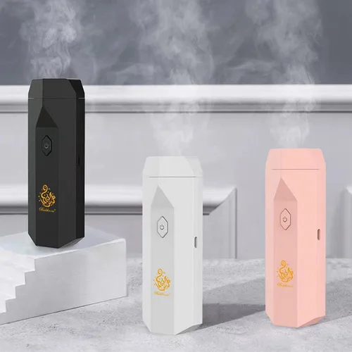 Vista 5 de Quemador de incienso árabe, peine electrónico portátil Bakhoor, difusor de aroma musulmán de Ramadán, soporte recargable por USB (negro)