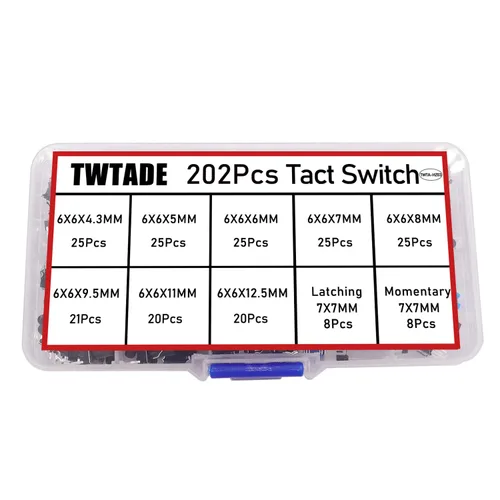Vista 4 de TWTADE 160 interruptores de botón táctil momentáneo + 202 interruptores táctiles momentáneos 10 valores 4 pines interruptor de botón táctil táctil