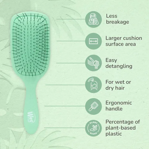 Vista 4 de Wet Brush Go Green - Cepillo desenredante tipo paleta, cerdas IntelliFlex ultrasuaves con diseño AquaVent para extender tratamientos uniformemente