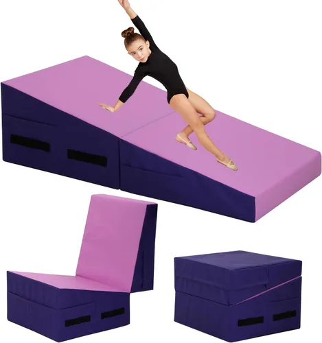 Vista 9 de Colchoneta de gimnasia para acrobacias, plegable, con superficie de piel sintética antideslizante y asas, alfombrillas para gimnasia para el hogar