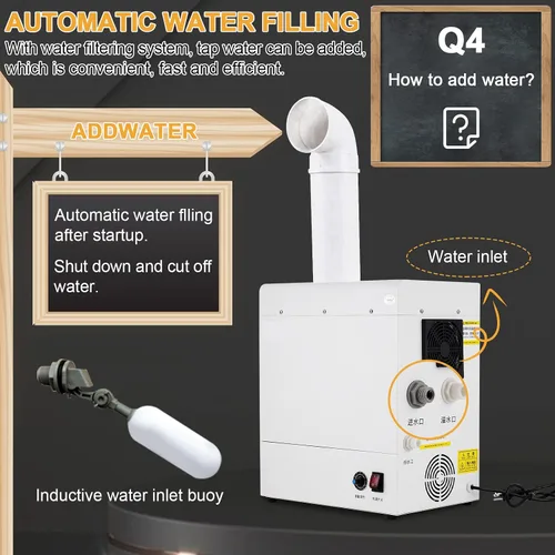 Vista 2 de Humidificador comercial industrial - 405.8 fl oz/h Cool Mist, acero inoxidable, llenado automático, 10-99% de humedad, 110V