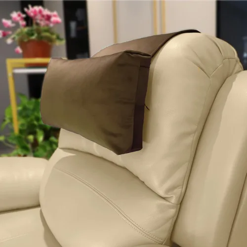 Vista 27 de Almohada antideslizante para la cabeza para reclinables - Cojín de apoyo para el cuello con cubierta de terciopelo para alivio del dolor en el Beige