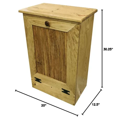 Vista 3 de Sawdust City Soporte de basura/reciclaje de madera inclinable (mancha de nuez)