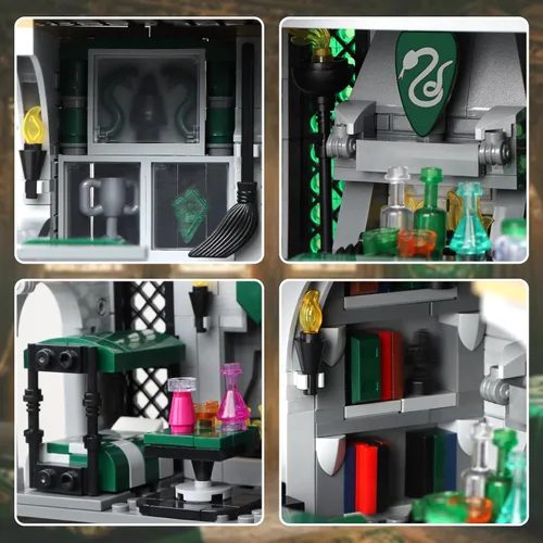 Vista 2 de Vziimo - Set de construcción de sala común y dormitorio, kit de modelo de casa MOC Slthrin de la película, idea coleccionable de regalo de Hary