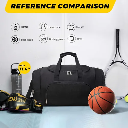 Vista 4 de Vorspack Bolsa deportiva de lona Bolsa de gimnasio de 2124 pulgadas para mujeres y hombres, bolsa de lona ligera con botella de agua, Negro