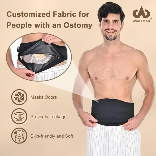 Vista 2 de Fundas para bolsas de ostomía WansMed para hombres y mujeres Cinturón para ostomía para deportes y vida diaria Solución a prueba de fugas y que