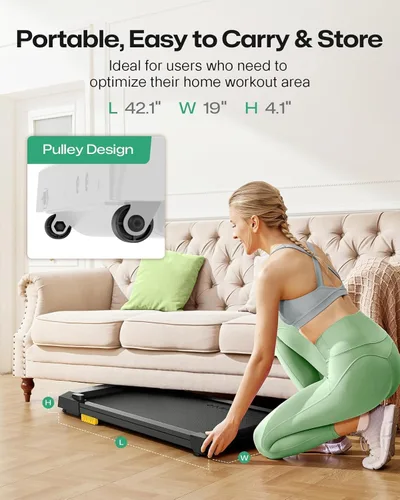 Vista 12 de UREVO Smart Walking Pad, Standing Desk Treadmill with Double Shock Absorption, Quiet Operation, Workout APP with Track Insights and MIIT Mode, Plug