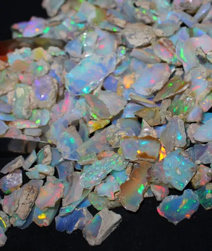 Vista 2 de Ópalo etíope natural de 0.394-0.866in en bruto, chips de ópalo, rebanada de ópalo, ópalo welo, cristal de ópalo crudo, chips de cristal de fuego