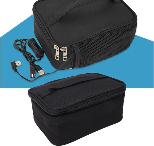 Vista 3 de Lonchera eléctrica, calentador de alimentos alimentado por USB con 2 métodos de calefacción, horno portátil para oficina, viajes, hogar, cocina