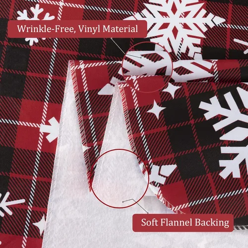 Vista 3 de UMINEUX Mantel de Navidad con reverso de franela, mantel rectangular de vinilo impermeable lavable para fiestas de Navidad, bodas, vacaciones