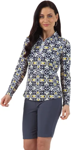 Vista 2 de Ibkul Women's Long Sleeve Polo - Alice Print