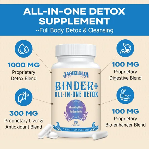 Vista 4 de Jagielolia Suplemento Detoxificador Todo en Uno 1500 MG - Alta Biodisponibilidad, Limpieza Detox del Hígado y del Intestino con Carbón Activado