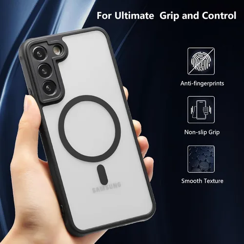 Vista 5 de RALEAVO - Funda magnética para Samsung Galaxy S22 [Compatible con Magsafe], cubierta mate y brillante delgada, parte trasera de policarbonato duro