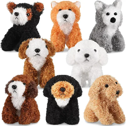 Vista 10 de Sumind 8 piezas de perros de Navidad de peluche, surtido a granel de lindos perritos de peluche de 5 pulgadas, pequeño animal para Navidad