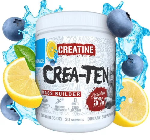 Vista 5 de 5% Nutrition CreaTEN Creatine Complex + Accelerators Creatina en polvo saborizada para ganancia muscular Máxima potencia, fuerza, resistencia