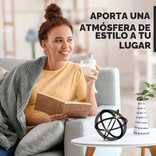 Vista 2 de Esfera decorativa para decoración del hogar, negro y dorado, pintada a mano, bolas decorativas modernas para sala de estar, dormitorio, cocina