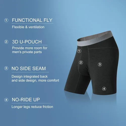 Vista 2 de BAMBOO COOL Men's Boxer Briefs Man Boxer Comfortable Breathable Bamboo Viscose Underwear for Men 3 Pack