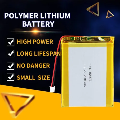 Vista 4 de 10X 3.7V 2000mAh 455572 Lipo batería recargable de polímero de litio batería de iones con conector JST