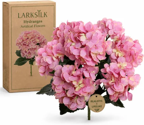Vista 21 de Larksilk Arbusto artificial beige de la hortensia, flores al aire libre