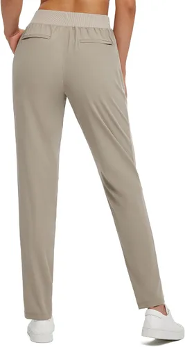 Vista 2 de BALEAF - Pantalones elásticos de viaje con bolsillos con cremallera, pantalones de golf y atléticos de cintura alta con FPU50+ para trabajo y uso
